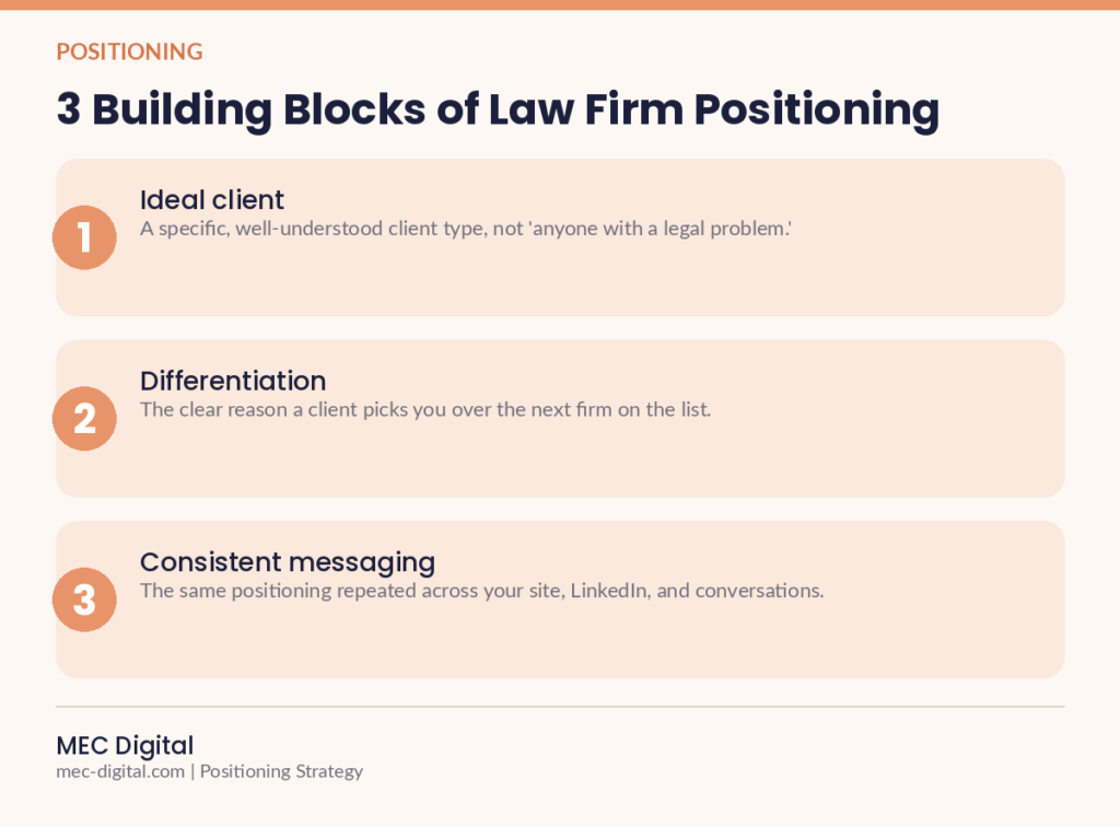 Infografía: 3 pilares del posicionamiento de un despacho de abogados